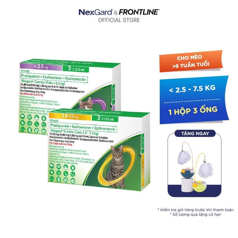 NexGard COMBO - Ống nhỏ gáy phòng nội, ngoại ký sinh dành cho mèo - 1 hộp 3 ống