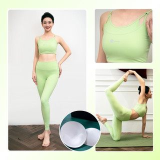  Bộ Tập Yoga Nữ LV24N01F508 Bra Layer Đệm Rời & Quần Legging Cạp Cao Vải Mềm Mịn Co Giãn Mặc Tập Yoga Gym Pilates 