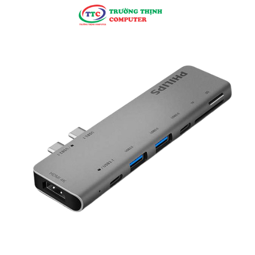Bộ chuyển 2 Type-C to 2 USB 3.0+SD+TF+Type-C +Type-C PD 3.0 Philips DLK5517C/94