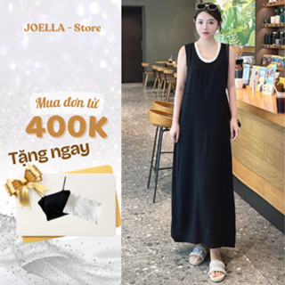 Váy bầu liền nàng thơ dáng dài cổ 2 dây bản to thiết kế layer 2 lớp thoáng mát JOELLA - V103