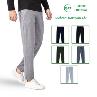  Quần nỉ nam trung niên ống xuông cotton co giãn vải chân cua xuất Nhật dày ấm 3 túi khóa thun dây rút - Quang Thanh 