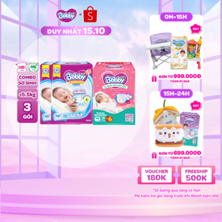 [TẶNG MIẾNG NGẪU NHIÊN] Combo sơ sinh gồm 02 gói Tã dán Bobby NB70 miếng và 01 gói Tã quần mở một bên NB70+6 miếng