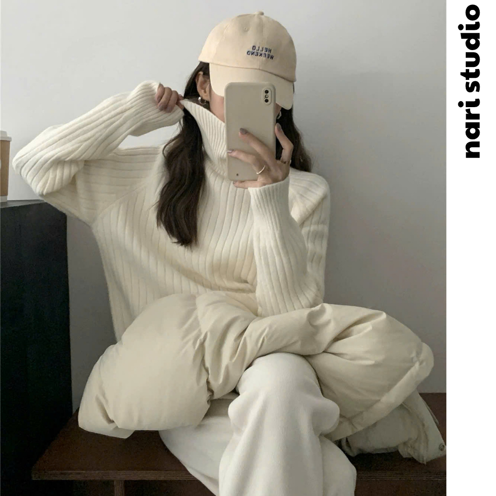 Áo len cổ lọ chất len dệt kim mềm mại siêu ấm nhiều màu hàng  loại 1 dày ullzang hàn quốc NARI AL43