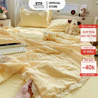 [SỐC DUY NHẤT 15.10] Bộ chăn hè ga gối 4 món vải Cotton ĐŨI BẠC HÀ TƠ TRE nhập khẩu, mềm mịn, thoáng mát- Tiệm Nhà Sữa