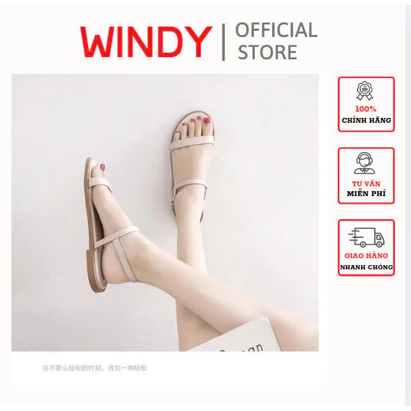 ( sd-0279) Giày Sandal Nữ WINDY Đế Bệt Cao Cấp Quai Ngang Êm Chân sd-0270 | BigBuy360 - bigbuy360.vn