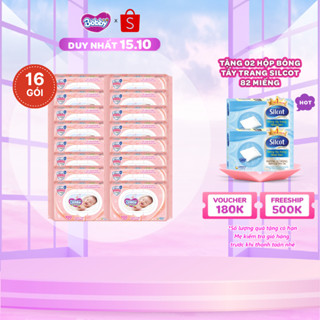 Thùng 16 Gói Khăn ướt Bobby Care hương thơm nhẹ nhàng 100 miếng/gói (Hồng)