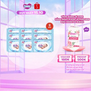 Combo 9 gói khăn ướt Bobby Care không hương 100 miếng/gói
