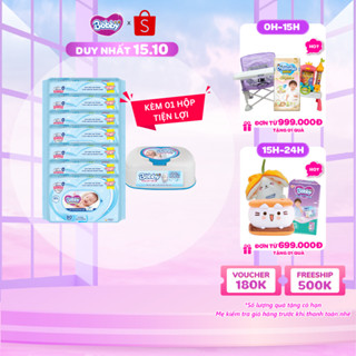 Combo 7 Gói Khăn ướt Bobby không mùi 80 miếng và 1 hộp khăn ướt tiện lợi