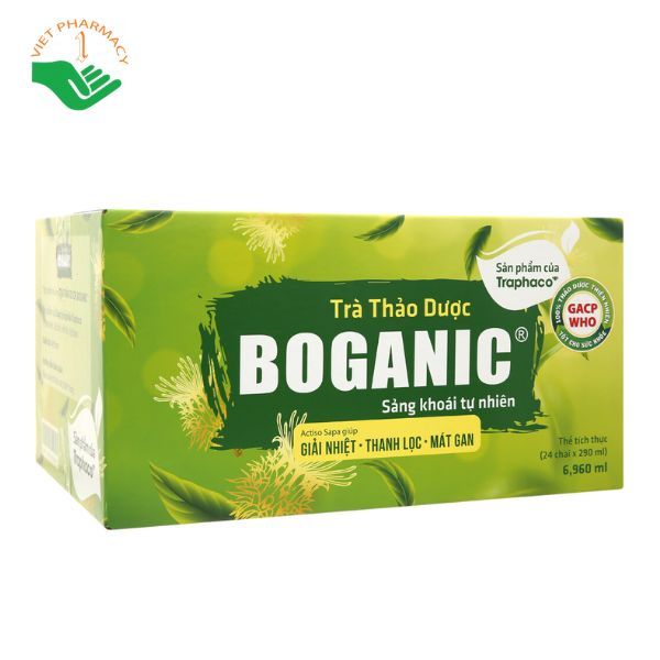 1 THÙNG Trà thảo dược giải độc gan BOGANIC giúp giải nhiệt 24 chai.