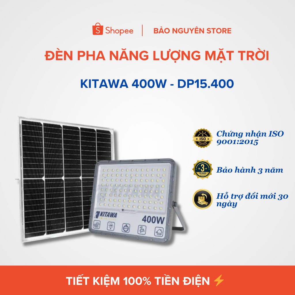 Đèn Pha Năng Lượng Mặt Trời Kitawa 60W IP67 DP160 | Chính hãng |
