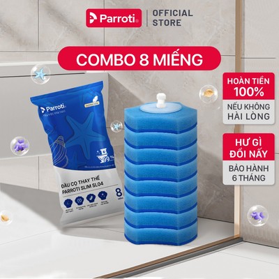 Đầu cọ thay thế dùng 1 lần, có chất tẩy rửa, combo 8 miếng chỉ dùng cho bộ cọ toillet Parroti Slim -  SL04