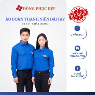 Áo sơ mi đoàn thanh niên dài tay chất cao cấp áo đoàn thanh niên logo in nam nữ 1 túi ngực - Đồng phục bốn mùa