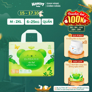 Combo 4 Tã Bỉm Quần ELPRAIRIE Air Feel Hàn Quốc Siêu Mỏng, Thấm Hút Nhanh, Mềm Mại Như Mây Size M38/L34/XL30/XXL26 HAWAY