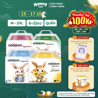 Tã/Bỉm Đêm NABIZAM Signature Summer Hàn Quốc Mềm Mại, Thoáng Khí, Siêu Thấm Hút Size M32/L30/XL26/2XL22 Cho Bé HAWAY