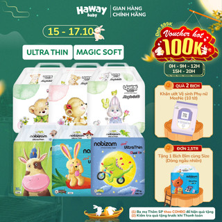 Tã Bỉm NABIZAM Từ 3kg Đến 25kg, Quy Cách 20-50 Miếng, Nội Địa Hàn Êm Mỏng Vượt Trội, Chống Tràn HAWAY