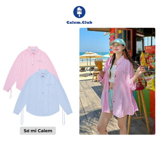 Áo sơ mi COLORFUL BUTTON Calem.Club Khoác Ngoài tay dài phối dây cột nơ thêu Calem