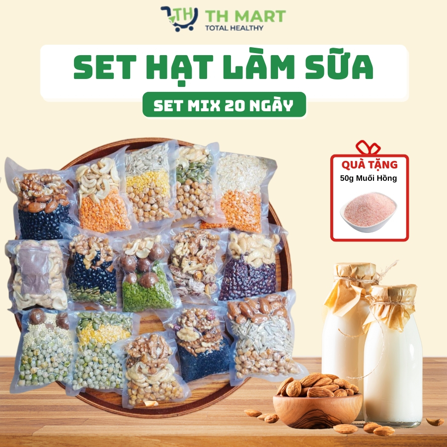 [TẶNG MUỐI HỒNG] Set 20 Ngày Các Hạt Dinh Dưỡng Nấu Sữa Mix Sẵn Set Hạt Hạt Ăn Dặm Nấu Cháo Cho Bé