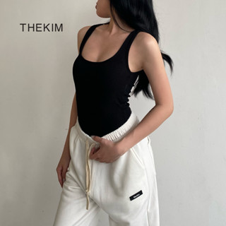 THEKIM Áo thun tăm 2 dây bản to cổ U dáng dài sơ vin ( không mút ngực ) , áo hai dây ôm body A109