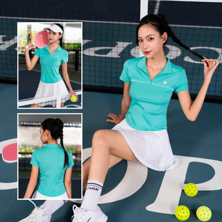  Áo T-Shirt Nữ Livan LV25S04F207 Dáng Ôm Co Giãn 4 Chiều Cổ Khoá Kéo Tôn Dáng Tập Tennis Golf Pickleball 