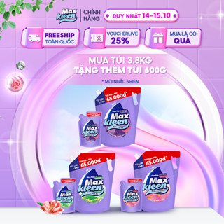 Combo Túi Nước Giặt Xả MaxKleen 3.8kg + Túi Nước Giặt Xả 600g/450g Mùi ngẫu nhiên