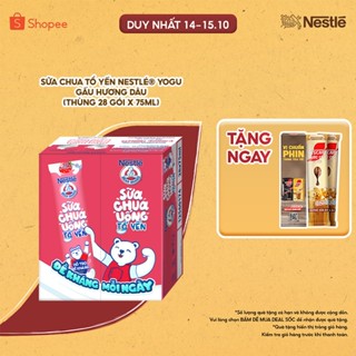 Sữa chua tổ yến Nestlé® Yogu Gấu HƯƠNG DÂU (thùng 28 gói x 75ml)