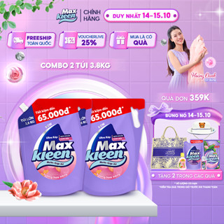 Combo 2 Túi Nước Giặt Xả Maxkleen Hương Hoa Nắng 3.8kg/Túi