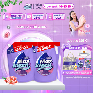 Combo 2 Túi Nước Giặt Xả MaxKleen Hương Nước Hoa Huyền Diệu 3.8kg/Túi