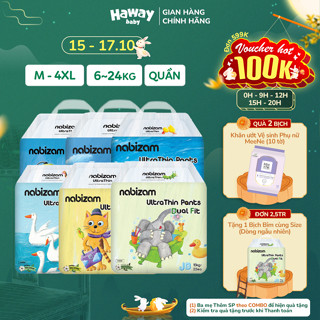 Tã Bỉm Quần NABIZAM ULTRA THIN 4 Mùa, Mềm Mỏng, Thấm Hút Vượt Trội Hơn, Size M-4XL Cho Bé 6-24kg+ HAWAY