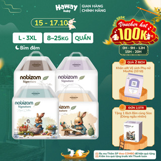 Bỉm Đêm Nabizam Signature Size L30/XL26/2XL22/3XL20 Nội Địa Hàn Quốc, Siêu Mềm Mại, Siêu Thấm Hút Cho Bé 8-25kg HAWAY