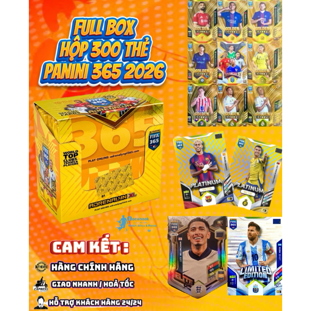 [ Full Box Panini 365 2026 ] Hộp Chứa 50x Gói Thẻ Cầu Thủ Panini Adrenalyn XL 365 2026 25/26 ( 300 T