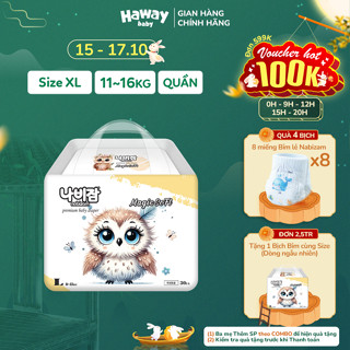 Thùng 4 Tã Bỉm Quần NABIZAM Size L, Từ 8-13kg, 30 Miếng, Dòng Magic Soft Nội Địa Hàn Chống Hăm, Chống Tràn Tối Đa HAWAY