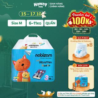 Thùng 4 Tã Quần NABIZAM Ultra Thin M32 Cao Cấp Chính Hãng Siêu Mỏng Siêu Thấm Hút - Nhập Khẩu Hàn Quốc HAWAY