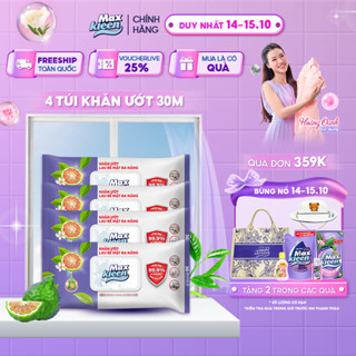 Combo 4 Khăn Ướt Lau Bề Mặt Đa Năng MaxKleen 30x20cm (30 miếng/bịch)