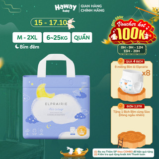 Combo 4 Tã Bỉm Quần ELPRAIRIE Air Wing Size M32/L28/XL25/XXL22 Hàn Quốc Mềm Mại, Thấm Hút Chống Tràn Cho Bé 6-25Kg HAWAY