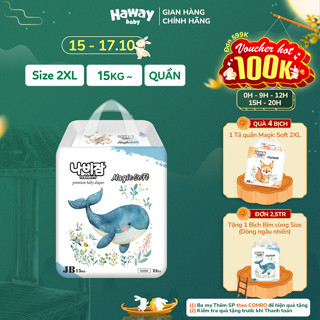 Combo 4 Tã Quần Cao cấp NABIZAM Magic Soft 2XL 22 Miếng - Nhập Khẩu Hàn Quốc HAWAY