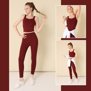  Đồ Tập Gym Yoga Nữ Livan LV25N01F519 Áo Bra Cổ Vuông Kèm Đệm & Quần Legging 7 8 Co Giãn Mềm Mại Thoải Mái Vận Động 