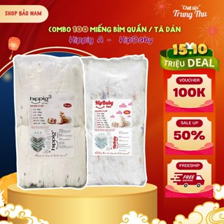 Combo 100 miếng  bỉm dán,bỉm quần Hipgig A -  HipBaBy Canre đủ size S/M/L/XL/2XL Thẩm hút cho bé luôn khô ráo thoáng khí