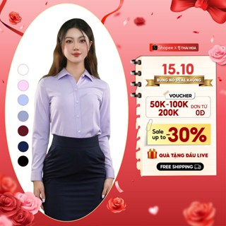 Áo sơ mi nữ ASW0101-R10 dài tay Thái hòa chất liệu sợi tre trơn nhiều màu