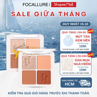 FOCALLURE Bảng phấn mắt 4 ô lấp lánh mềm mịn lâu trôi 4.8g