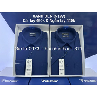 Áo Sơ Mi TAY DÀI & Ngắn màu Xanh Đen trơn VIỆT TIẾN Chính Hãng Vạt Bầu form Regular - Nhận đặt đồng phục