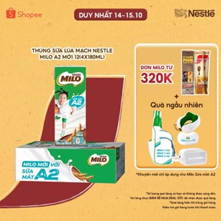 Thùng Sữa Lúa Mạch Nestle MILO A2 MỚI 12(4x180ml)