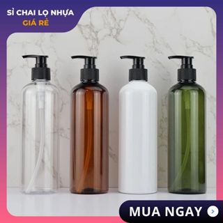  Chai Nhựa Pet Bầu Cao Vòi Nhấn 500ML  Đựng Dầu Gội Gel Rửa Tay Mỹ Phẩm Du Lich 