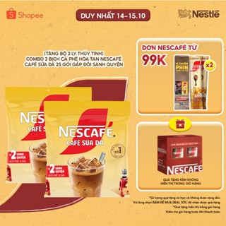 [Tặng Bộ 2 ly thủy tinh] Combo 2 Bịch Cà phê Hòa tan NESCAFÉ CAFÉ SỮA ĐÁ 25 gói Gấp đôi sánh quyện