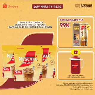 [Tặng Ca đá] Combo 3 Bịch Cà phê Hòa tan NESCAFÉ CAFÉ SỮA ĐÁ 25 gói Nhân đôi sánh quyện