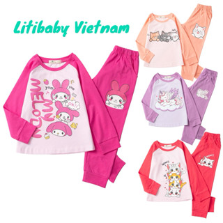 Bộ thu đông bé gái size đại 8-16 tuổi (21-50kg),bộ đồ dài tay kuromi, labubu cho bé gái.Hãng Litibaby,chất cotton đẹp.