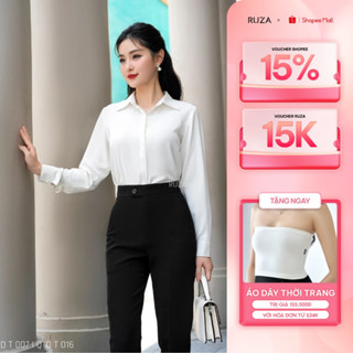 Áo sơ mi nữ lụa RUZA tay dài kiểu văn phòng công sở sang trọng thanh lịch ADC009