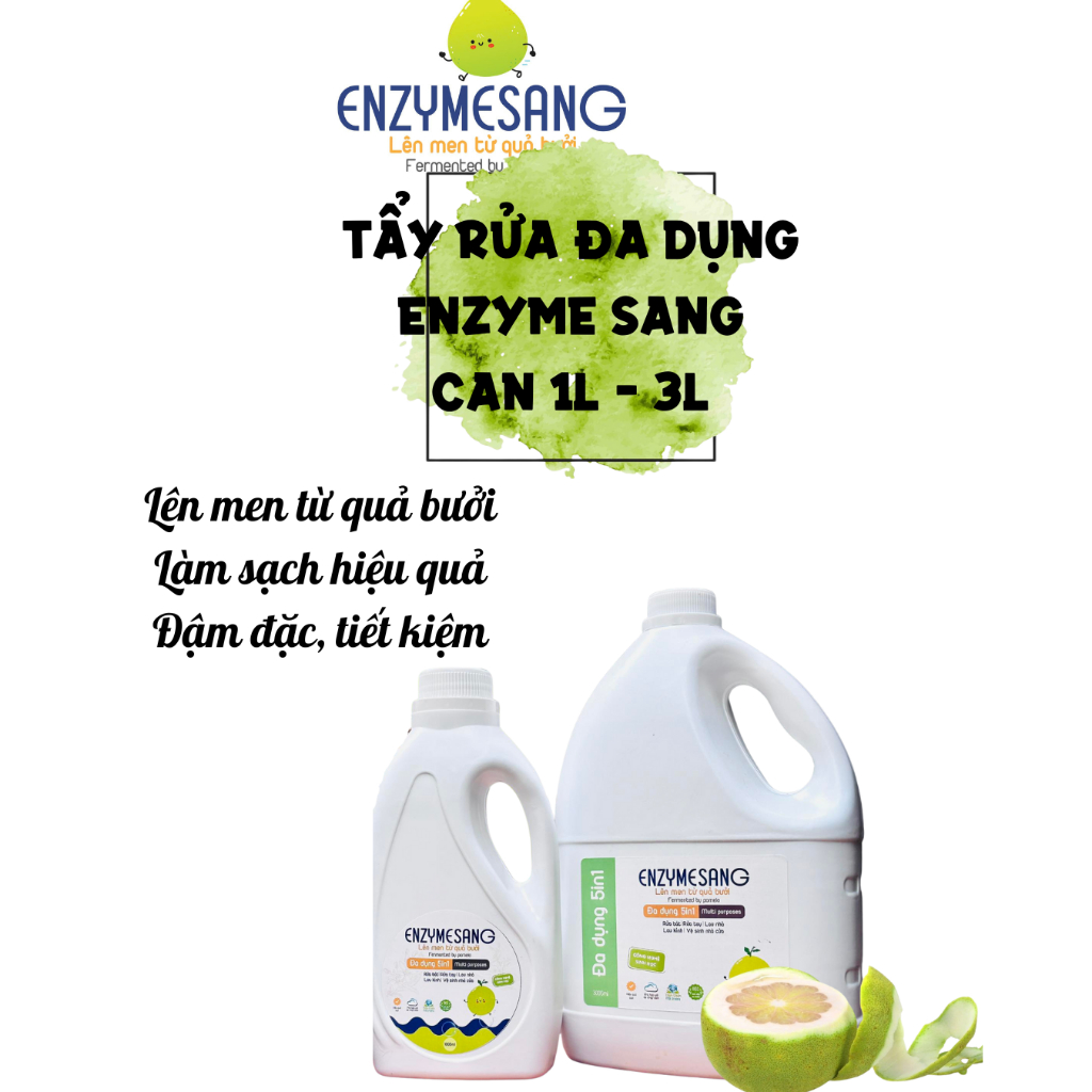 Enzyme Sang Đa dụng Dung dịch tẩy rửa lên men từ quả bưởi Rửa bát, rửa tay, lau sàn, lau bếp Can 1L 