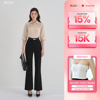 Quần tây nữ RUZA ống loe Lụa Lạnh màu đen thời trang công sở QLC025 026