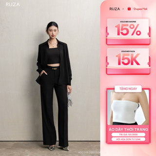 Quần tây suông nữ RUZA màu đen bố thun dày dặn công sở sang trọng QSC022