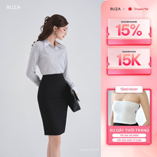 Chân váy nữ bút chì lụa lạnh RUZA kiểu dáng công sở màu đen thời trang VBC016 017